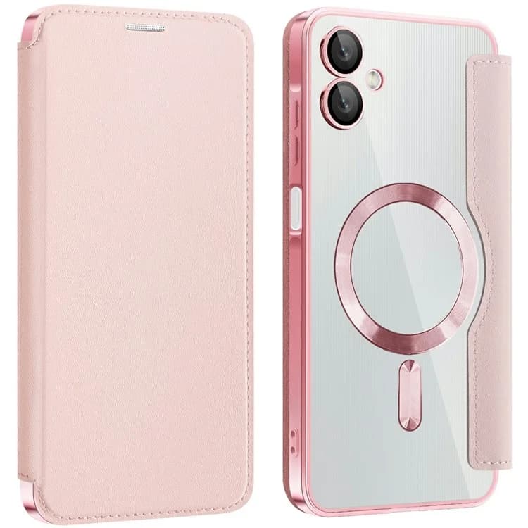 Husa MagFlip » Samsung A06, Magnet, RFID protect, Leather, Chrome Edge, Pink 1