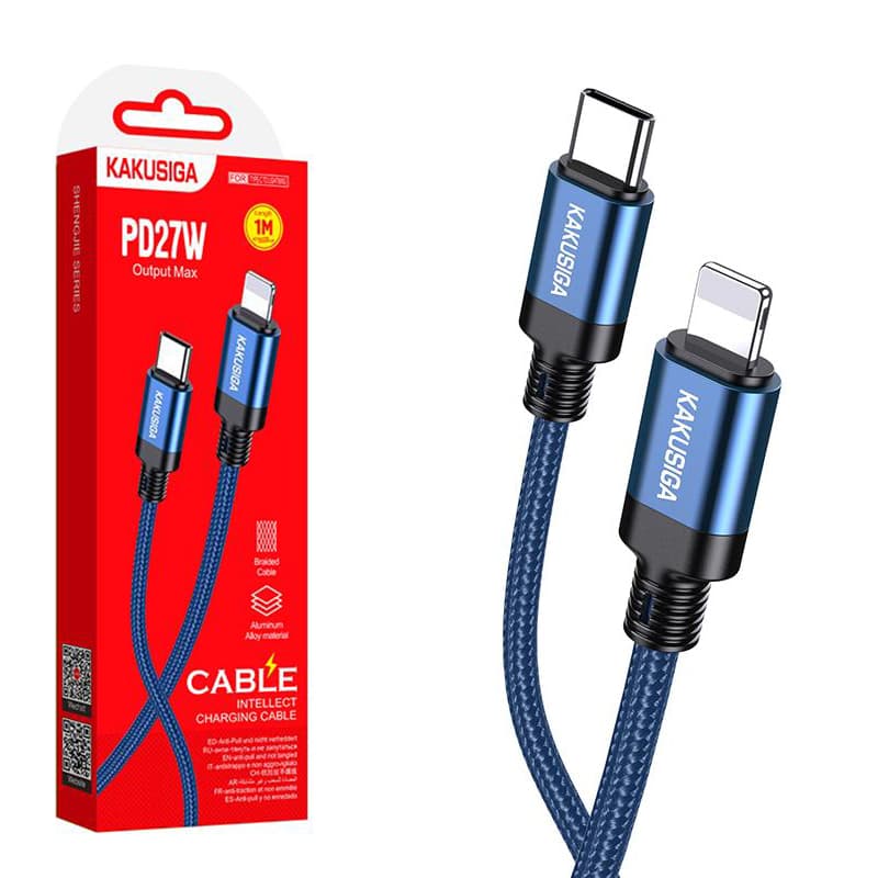 Kaku (KSC-970) - Cablu Date si Incarcare, USB-C la Lightning, PD27W, QC3.0, Braided, 1m, Blue 1