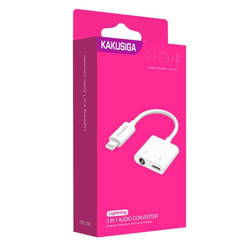 Kaku (KSC-353) - Cablu Audio / Incarcare, Lightning la Jack 3.5mm (F) - 12cm, White 1