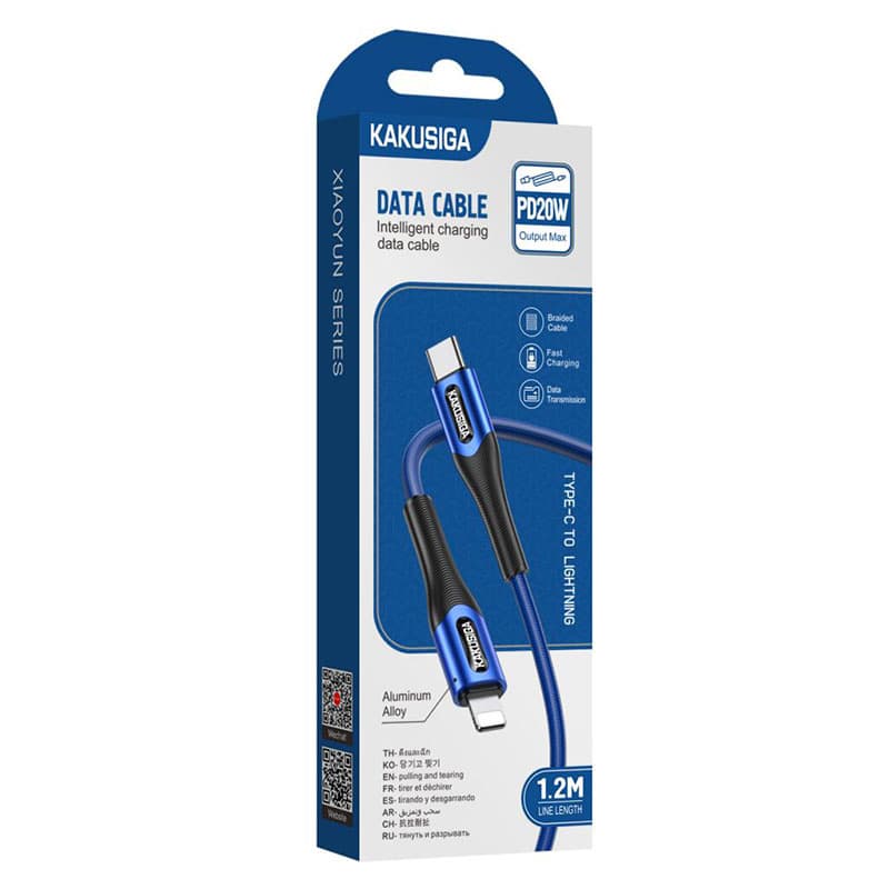 Kaku (KSC-724) - Cablu Date si Incarcare, USB-C la Lightning, PD20W, QC3.0, 3A, 1.2m, Blue 1