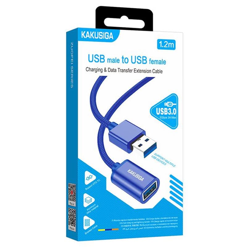 Kaku (KSC-753) - Cablu Date si Incarcare, USB-A 3.0 (M) - la USB-A 3.0 (F) - 1.2m, Blue 1