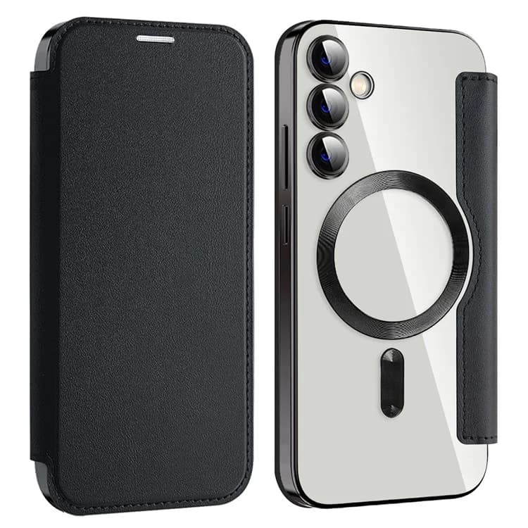 Husa MagFlip » Samsung S23 FE, Magnet, RFID protect, Leather, Chrome Edge, Black 1