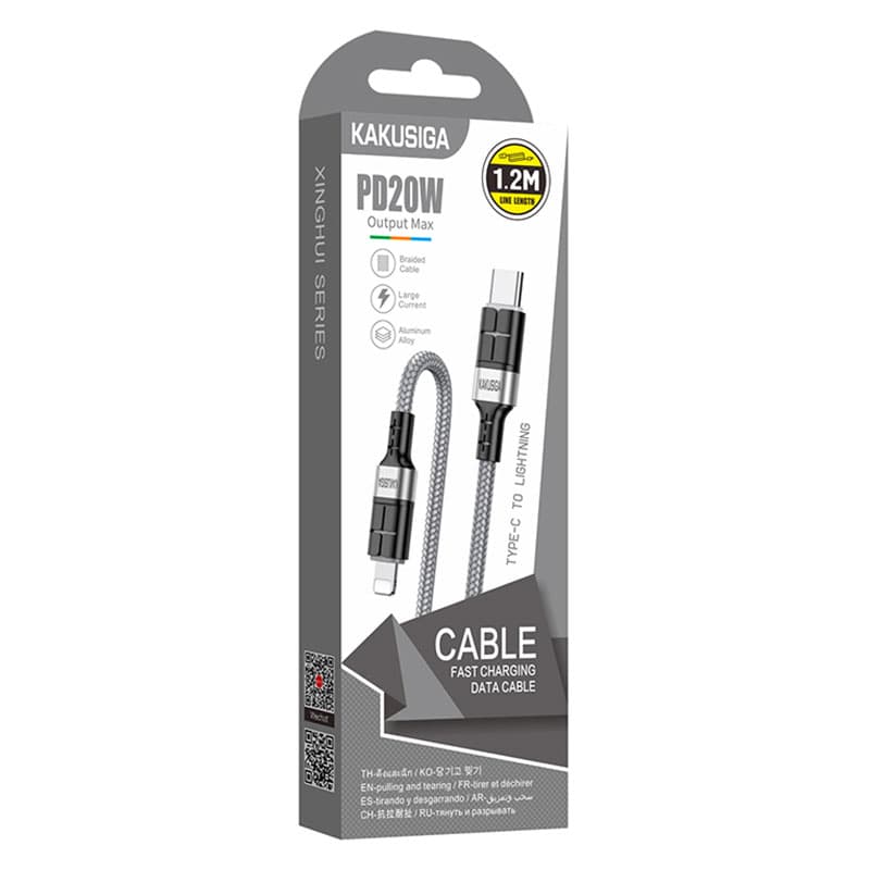 Kaku (KSC-696) - Cablu Date si Incarcare, USB-C la Lightning, PD20W, QC3.0, 1.2m, Grey 1