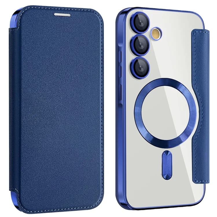 Husa MagFlip » Samsung A55, Magnet, RFID protect, Leather, Chrome Edge, Navy Blue 1