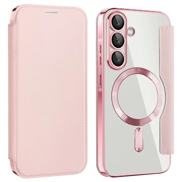 Husa MagFlip » Samsung A56, Magnet, RFID protect, Leather, Chrome Edge, Pink 1