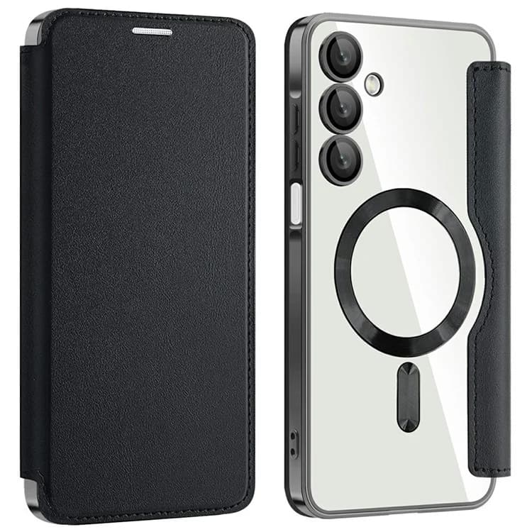 Husa MagFlip » Samsung A25, Magnet, RFID protect, Leather, Chrome Edge, Black 1