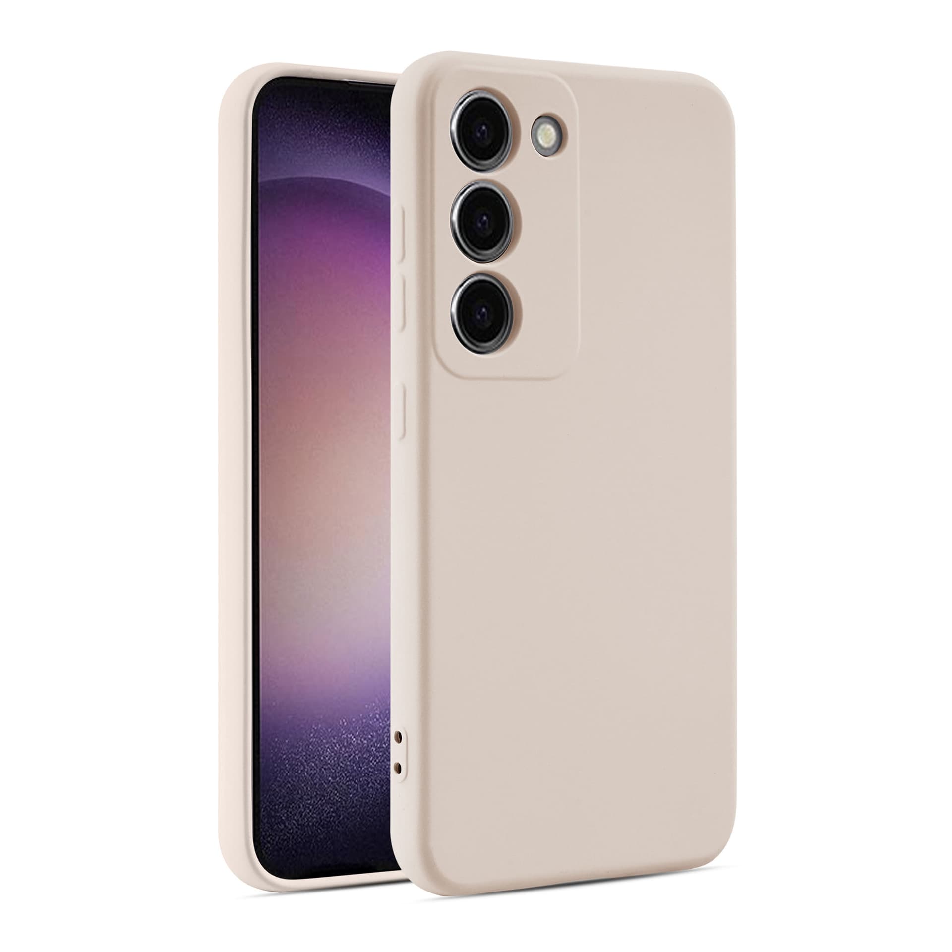 Husa Oppo A57 4G / A57s, Luxury Silicone, catifea in interior, protectie camera, Sand Cream