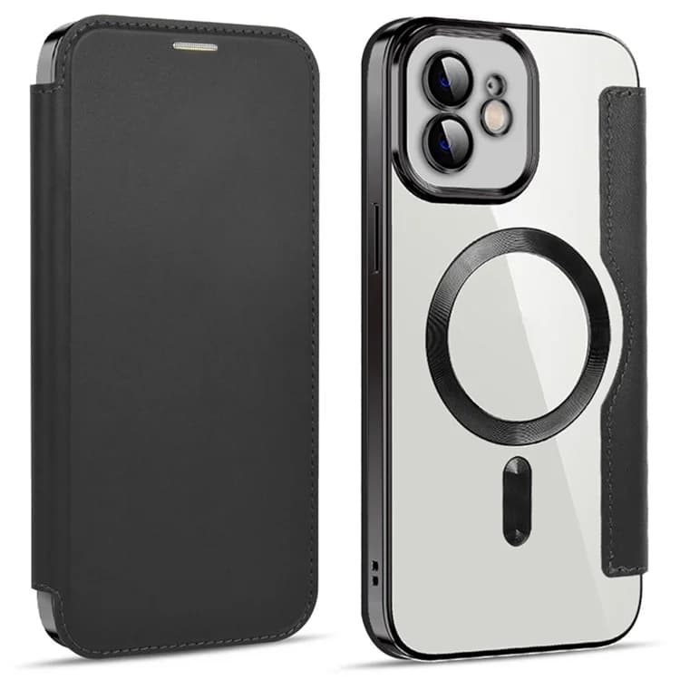 Husa MagFlip » iPhone 12, Magnet, RFID protect, Leather, Chrome Edge, Black 1