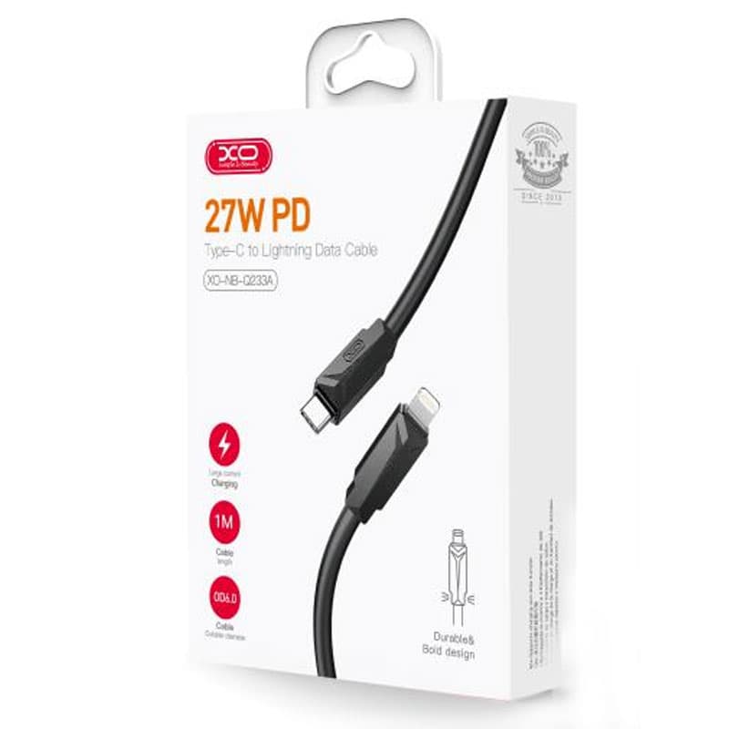 XO (NB-Q233A) - Cablu Date si Incarcare, USB-C la Lightning, PD27W, QC3.0, 1m, Black 1