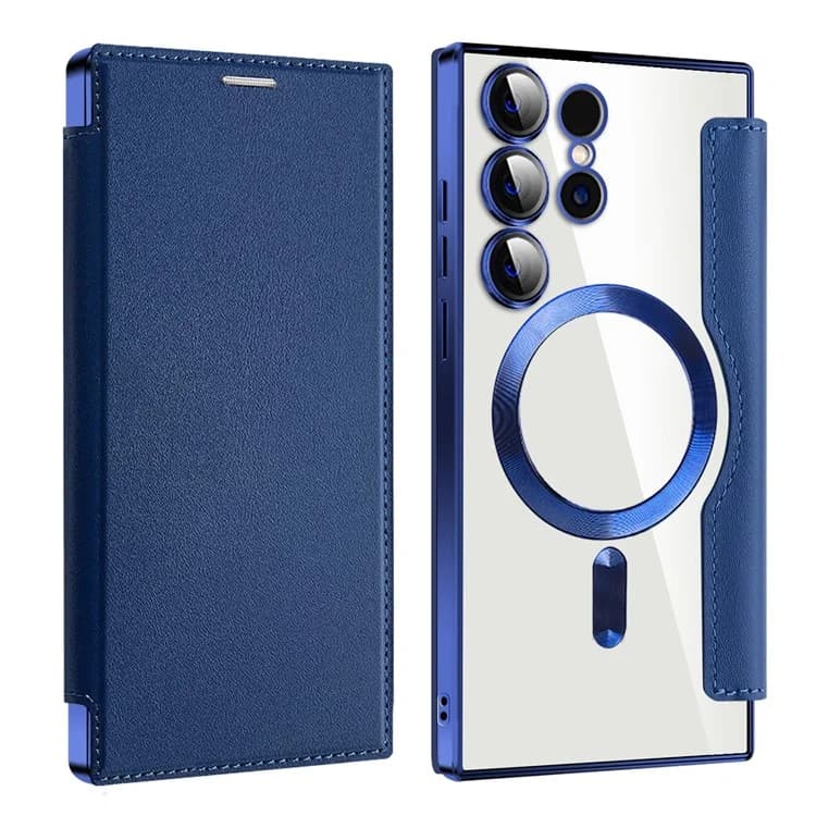Husa MagFlip » Samsung S24 Ultra, Magnet, RFID protect, Leather, Chrome Edge, Navy Blue 1