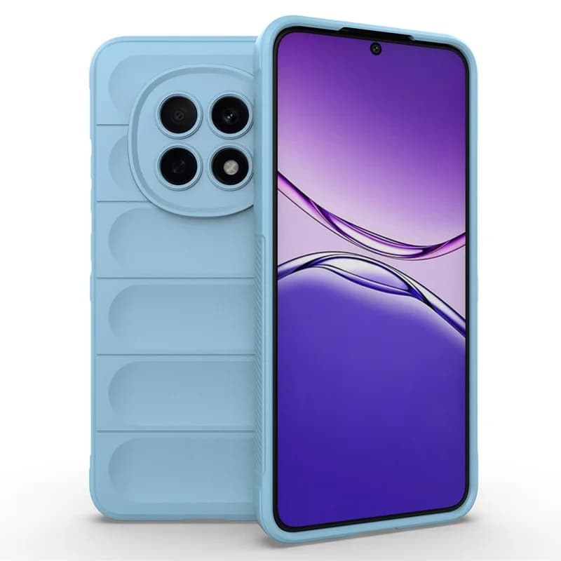 Husa Oppo A5 Pro 5G, Wave Silicone, protectie camera, catifea in interior, baby blue