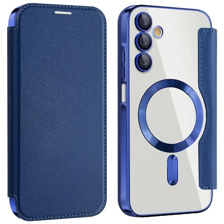 Husa MagFlip » Samsung A15, Magnet, RFID protect, Leather, Chrome Edge, Navy Blue 1