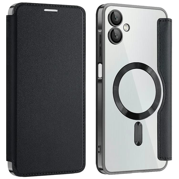 Husa MagFlip » Samsung A06, Magnet, RFID protect, Leather, Chrome Edge, Black 1