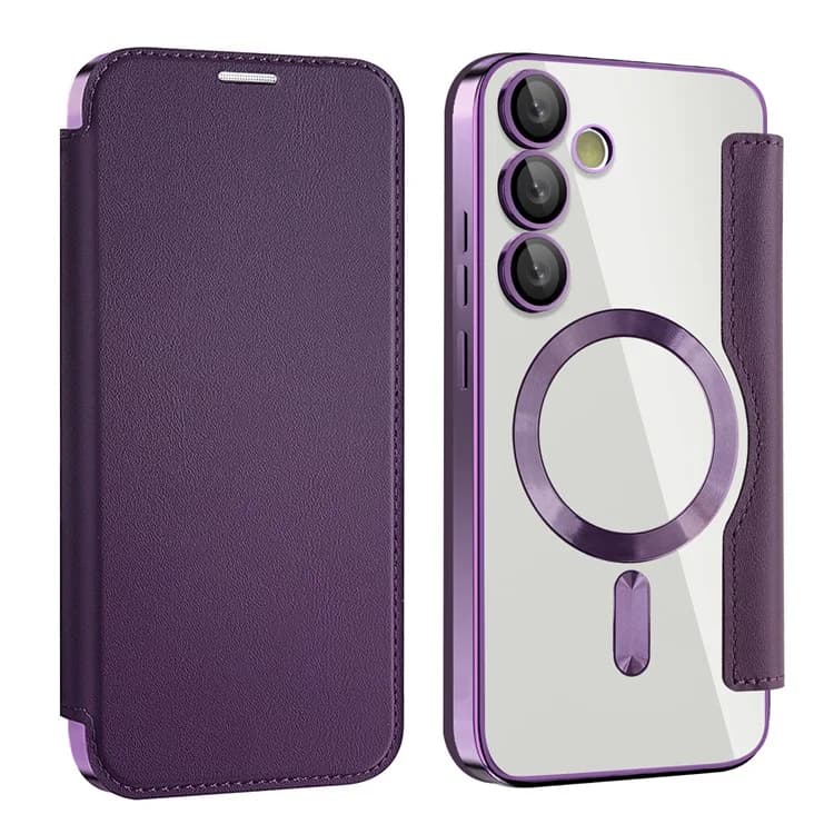 Husa MagFlip » Samsung S24 FE, Magnet, RFID protect, Leather, Chrome Edge, Purple 1