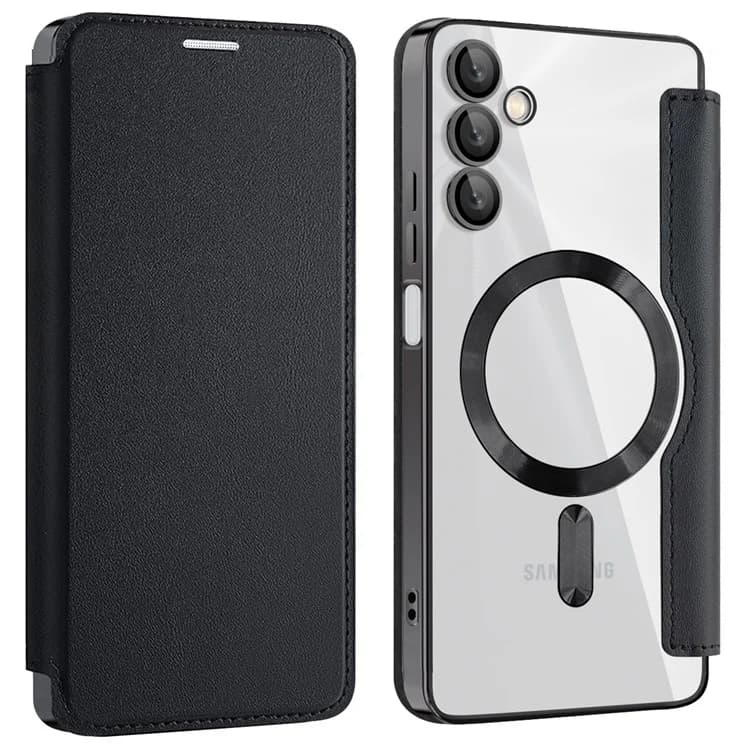 Husa MagFlip » Samsung A05s, Magnet, RFID protect, Leather, Chrome Edge, Black 1