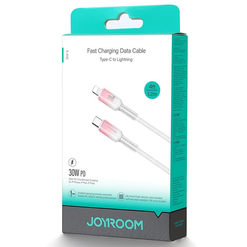 Joyroom (A42) - Cablu Date si Incarcare, USB-C la Lightning, PD30W, QC3.0, 1.2m, White 1