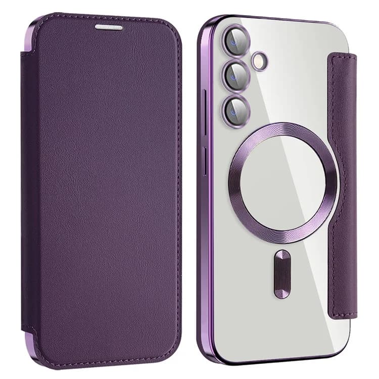 Husa MagFlip » Samsung S23 FE, Magnet, RFID protect, Leather, Chrome Edge, Purple 1