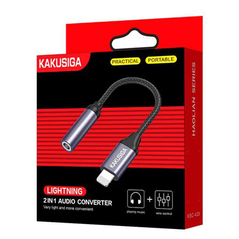 Kaku (KSC-428) - Cablu Audio, Lightning la Jack 3.5mm (F) - 12cm, Black 1