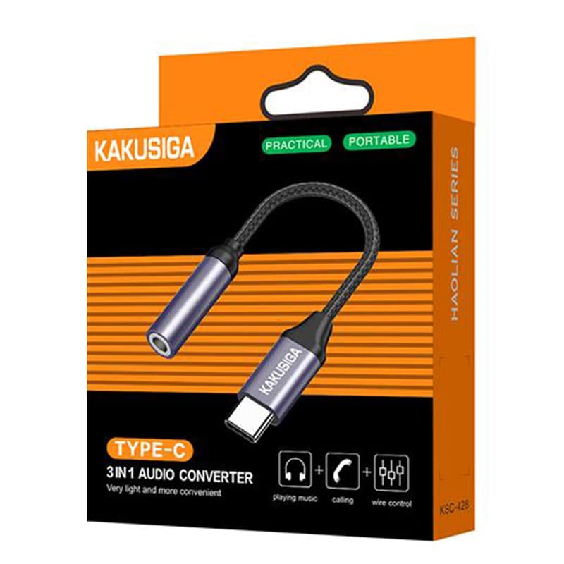Kaku (KSC-428) - Cablu Audio, USB-C la Jack 3.5mm (F) - 12cm, Black 1