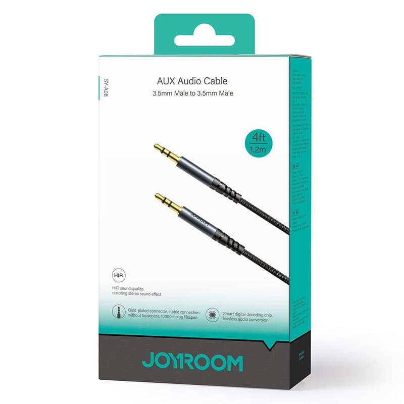 Joyroom (SY-A08) - Cablu Audio, Jack 3.5mm (M) - la Jack 3.5mm (M) - 1.2m, Black 1