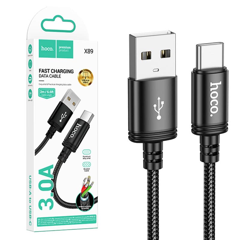 Hoco (X89) » Cablu Date si Incarcare, USB-A la USB-C, QC, 2m, Black 1