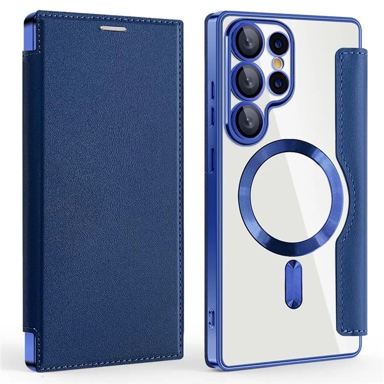 Husa MagFlip » Samsung S25 Ultra, Magnet, RFID protect, Leather, Chrome Edge, Navy Blue 1