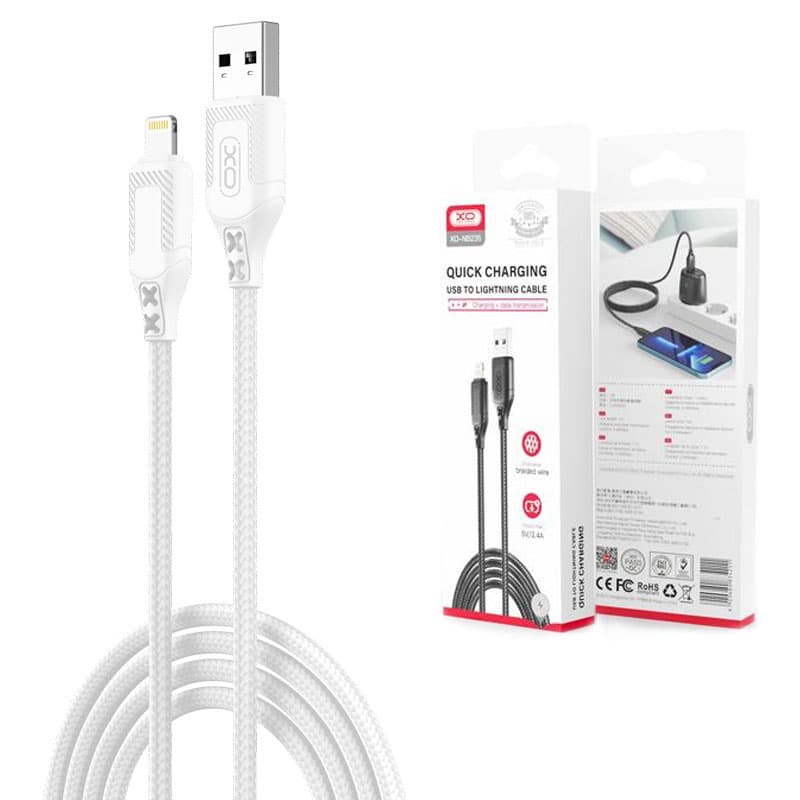 XO (NB235) - Cablu Date si Incarcare, USB-A la Lightning, 2.4A, Braided, 1m, Black 1
