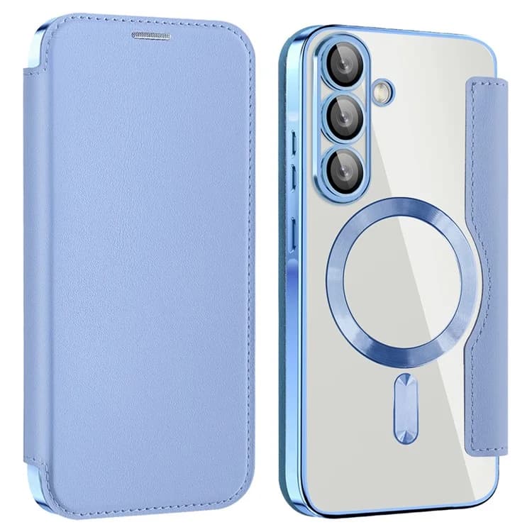 Husa MagFlip » Samsung A56, Magnet, RFID protect, Leather, Chrome Edge, Sky Blue 1