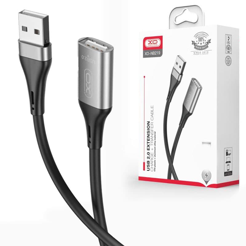 XO (NB219) - Cablu Date si Incarcare, USB-A (M) - la USB-A (F) - Transfer USB 2.0, 3m, Black 1