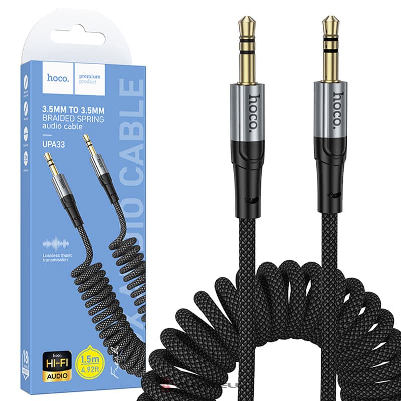 Hoco (UPA33) - Cablu Date si Incarcare, Jack 3.5mm la Jack 3.5mm, 1m, Black 1