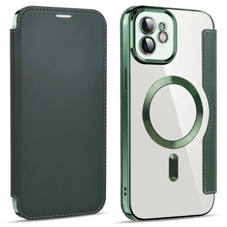 Husa MagFlip » iPhone 11, Magnet, RFID protect, Leather, Chrome Edge, Green 1
