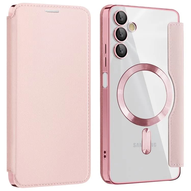 Husa MagFlip » Samsung A05s, Magnet, RFID protect, Leather, Chrome Edge, Pink 1