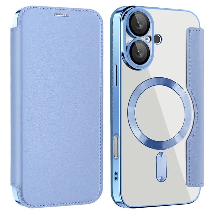 Husa MagFlip » iPhone 16, Magnet, RFID protect, Leather, Chrome Edge, Sky Blue 1