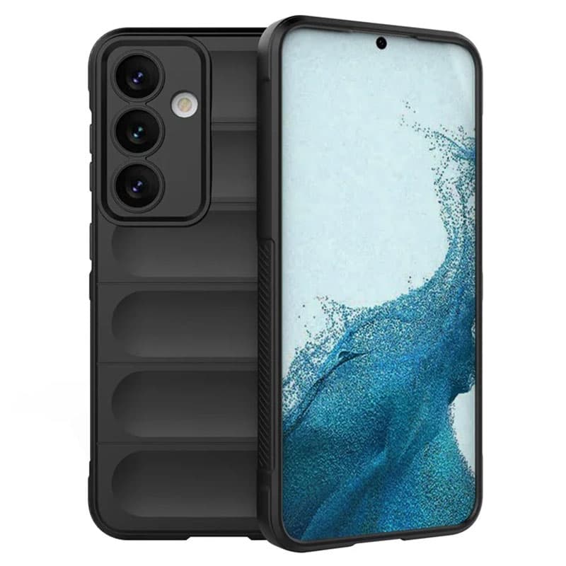 Husa Samsung Galaxy S23 FE, Wave Silicone, protectie camera, catifea in interior, night black 1