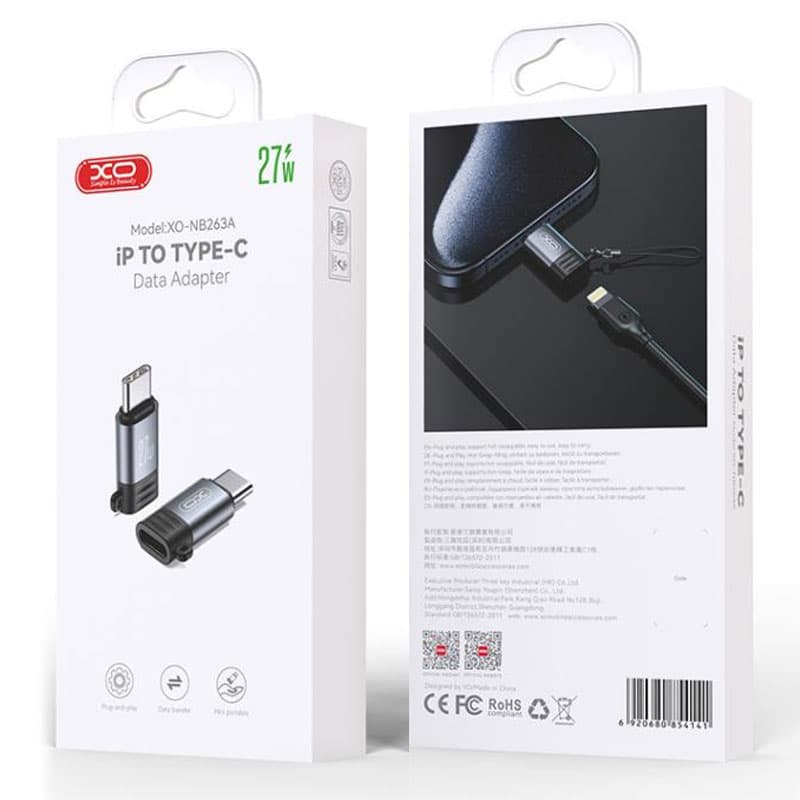 XO (NB263A) - Adaptor OTG Transfer/Incarcare, Lightning la USB-C, PD27W, QC3.0, TARNISH 1