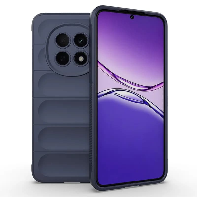 Husa Oppo A5 Pro 5G, Wave Silicone, protectie camera, catifea in interior, navy blue