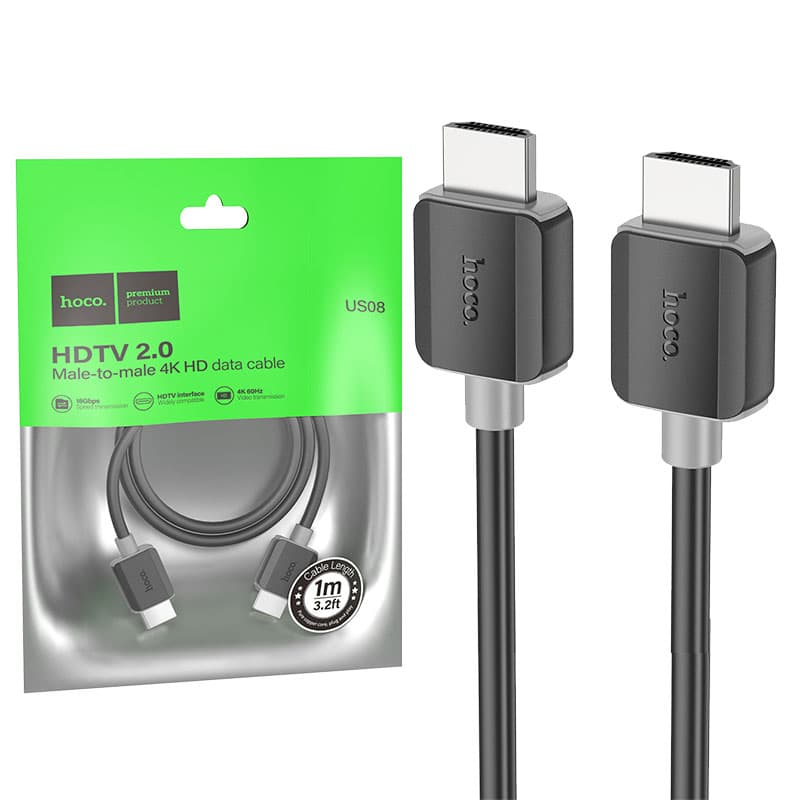Hoco (US08) - Cablu Audio si Video, HDMI la HDMI, 4K HD, 1m, Black 1