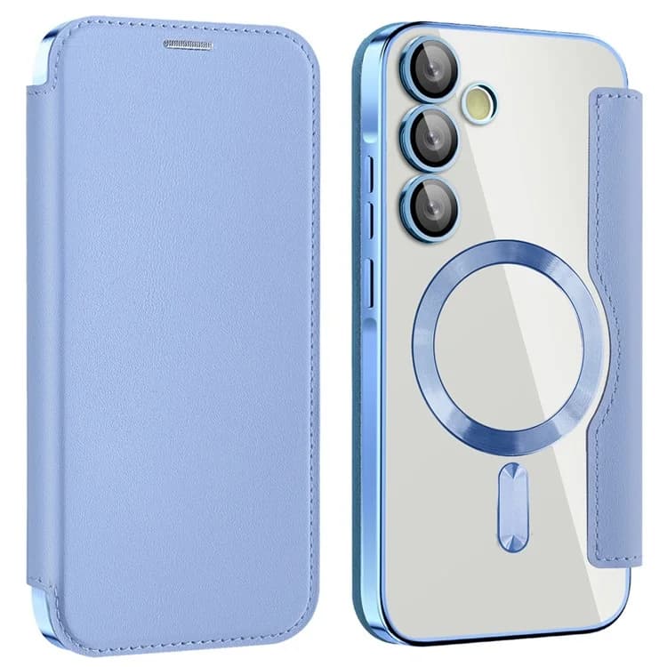 Husa MagFlip » Samsung A55, Magnet, RFID protect, Leather, Chrome Edge, Sky Blue 1