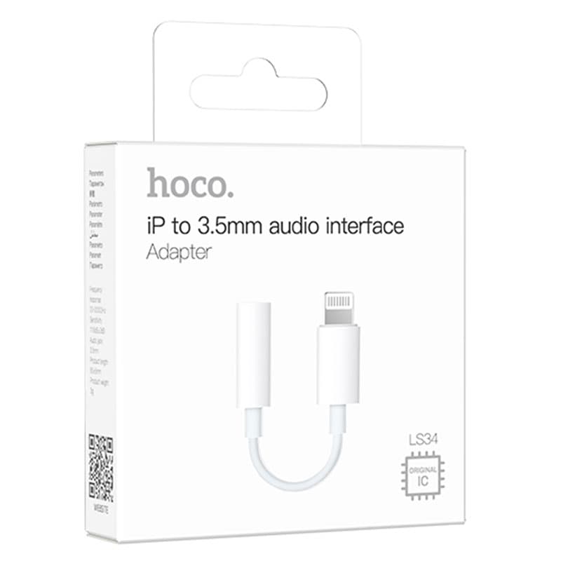 Hoco (LS34) - Cablu Audio, Lightning la Jack 3.5mm (F) - 8cm, White 1