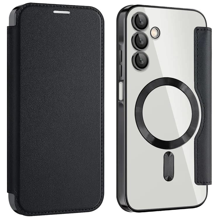 Husa MagFlip » Samsung A15, Magnet, RFID protect, Leather, Chrome Edge, Black 1
