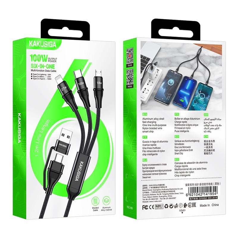 Kaku (KSC-989) - Cablu Date si Incarcare, USB-A / USB-C la Lightning / MicroUSB / USB-C, 1.2m, White 1