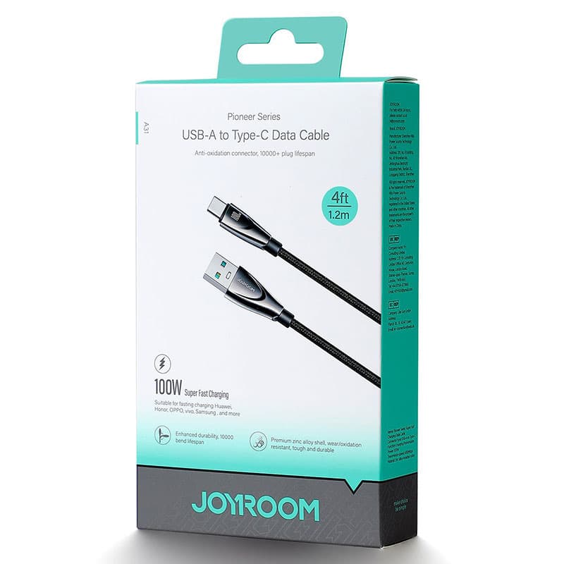 Joyroom (A31-AC6) - Cablu Date si Incarcare, USB-A la USB-C, 100W, LED, 1.2m, Black 1