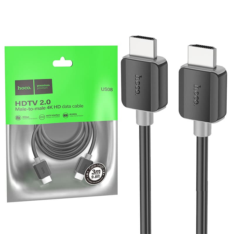 Hoco (US08) - Cablu Audio si Video, HDMI la HDMI, 4K HD, 3m, Black 1