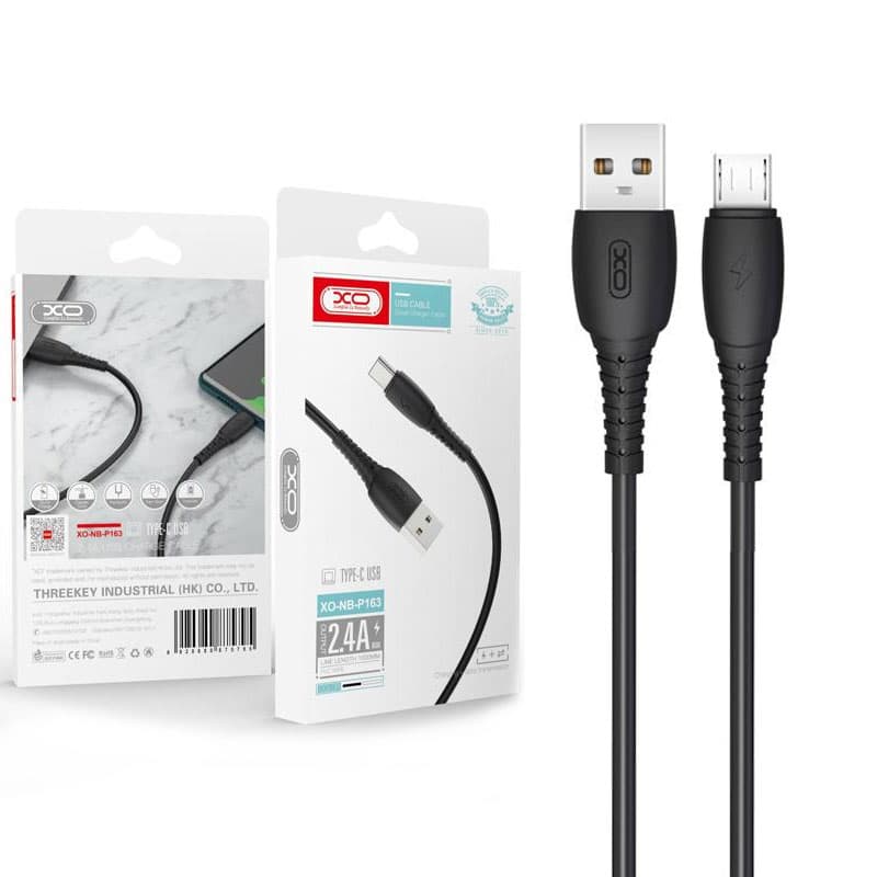XO (NB-P163) - Cablu Date si Incarcare, USB-A la MicroUSB, 2.4A, 1m, Black 1