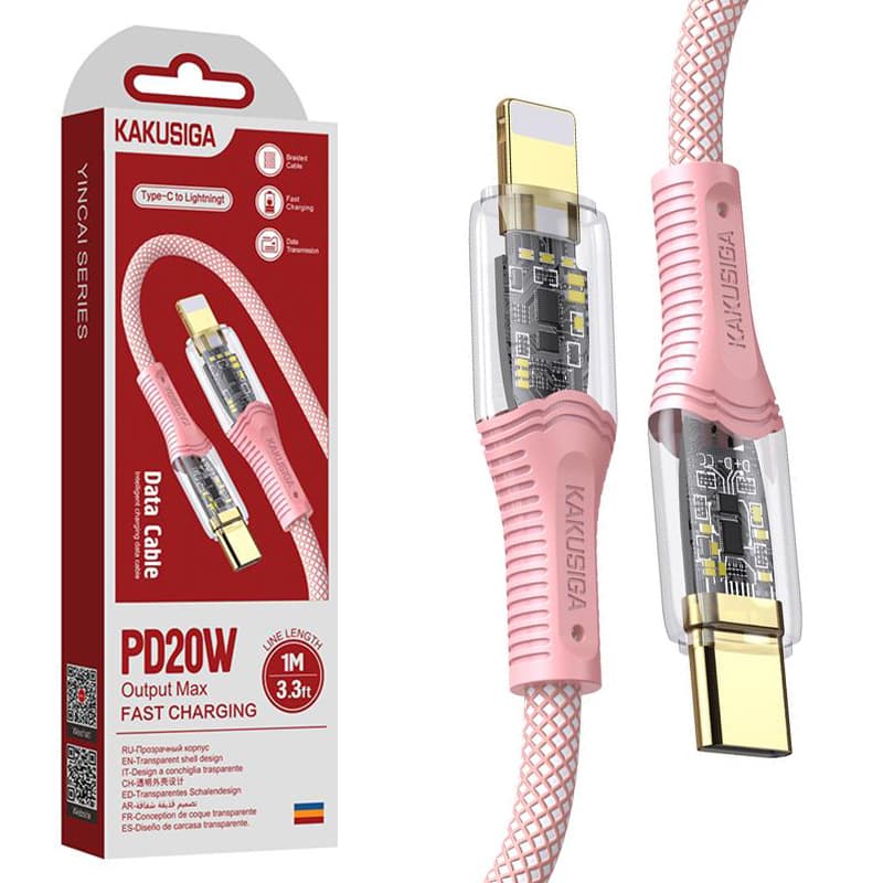 Kaku (KSC-809) - Cablu Date si Incarcare, USB-C la Lightning, PD20W, QC3.0, Pink 1
