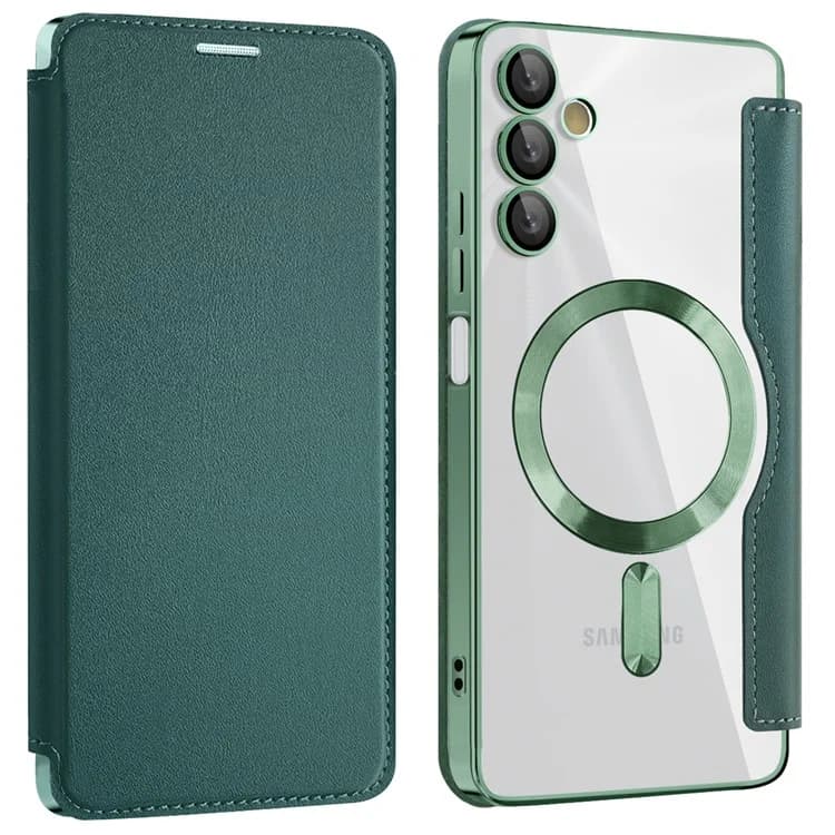 Husa MagFlip » Samsung A05s, Magnet, RFID protect, Leather, Chrome Edge, Green 1