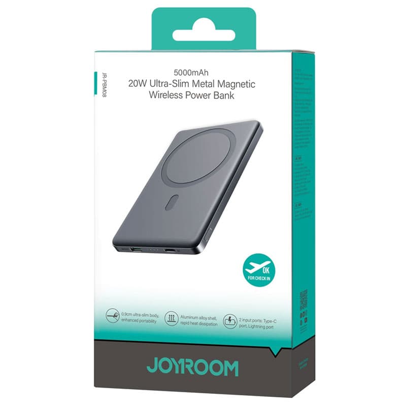 Joyroom (PBM08) - Baterie Externa, 20W, 1xUSB-C, 1xUSB, PD, QC3.0, Fast, UltraThin, Grey 1