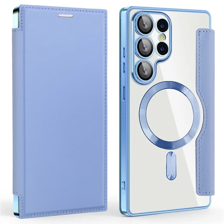 Husa MagFlip » Samsung S25 Ultra, Magnet, RFID protect, Leather, Chrome Edge, Sky Blue 1
