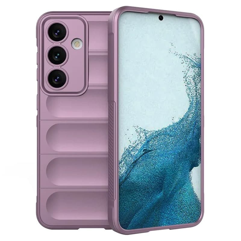Husa Samsung Galaxy S24 FE, Wave Silicone, protectie camera, catifea in interior, light purple 1