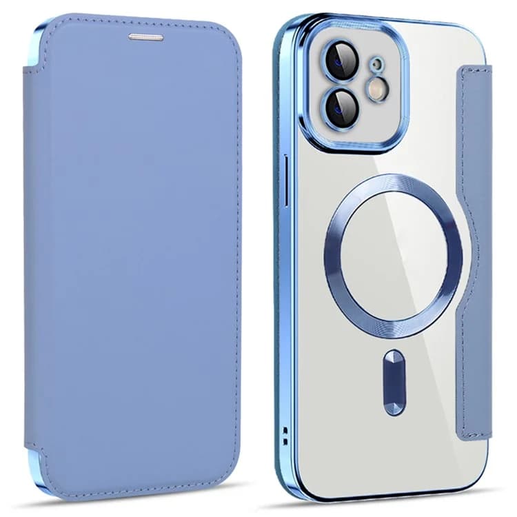 Husa MagFlip » iPhone 12, Magnet, RFID protect, Leather, Chrome Edge, Sky Blue 1